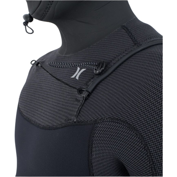 Hurley Mens Plus Texture 4/3mm Hooded Chest Zip Wetsuit MFS0012443 - Black